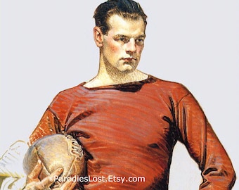 SEXY FOOTBALL PLAYER 1913 University Sports J.C. Leyendecker College Athlete Gay Interest Vintage Print Art