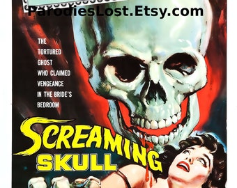 SCREAMING SKULL Movie Poster Print 1958 B Movie Monster Horror Corpse Gaslight Skeleton Psychological