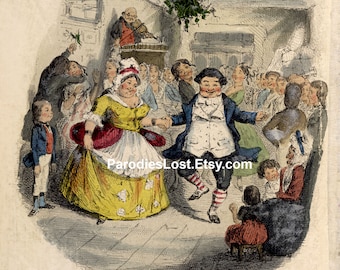 Charles DICKENS FEZZIWIG Ball Christmas Carol Scrooge Ghost Christmas Past Illustration Victorian England Print Art