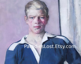 HANDSOME RUGBY PLAYER Sports Francis Cadell Print Painting Sensual Love Sex Erotic Male Nude Naked Man Gay Art Painting