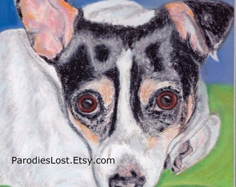 Rat Terrier Jack Russel Painting Print Open Edition on Art Paper from Original Pastel Painting Dog Art