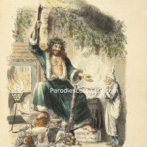 Charles DICKENS Cuento de Navidad SCROOGE Fantasma Regalo de Navidad Ilustración Impresión Arte Inglaterra Victoriana