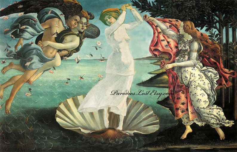 Women's Golf Print Botticelli Birth of Venus Parody Sport Classical Mythology Art image 1