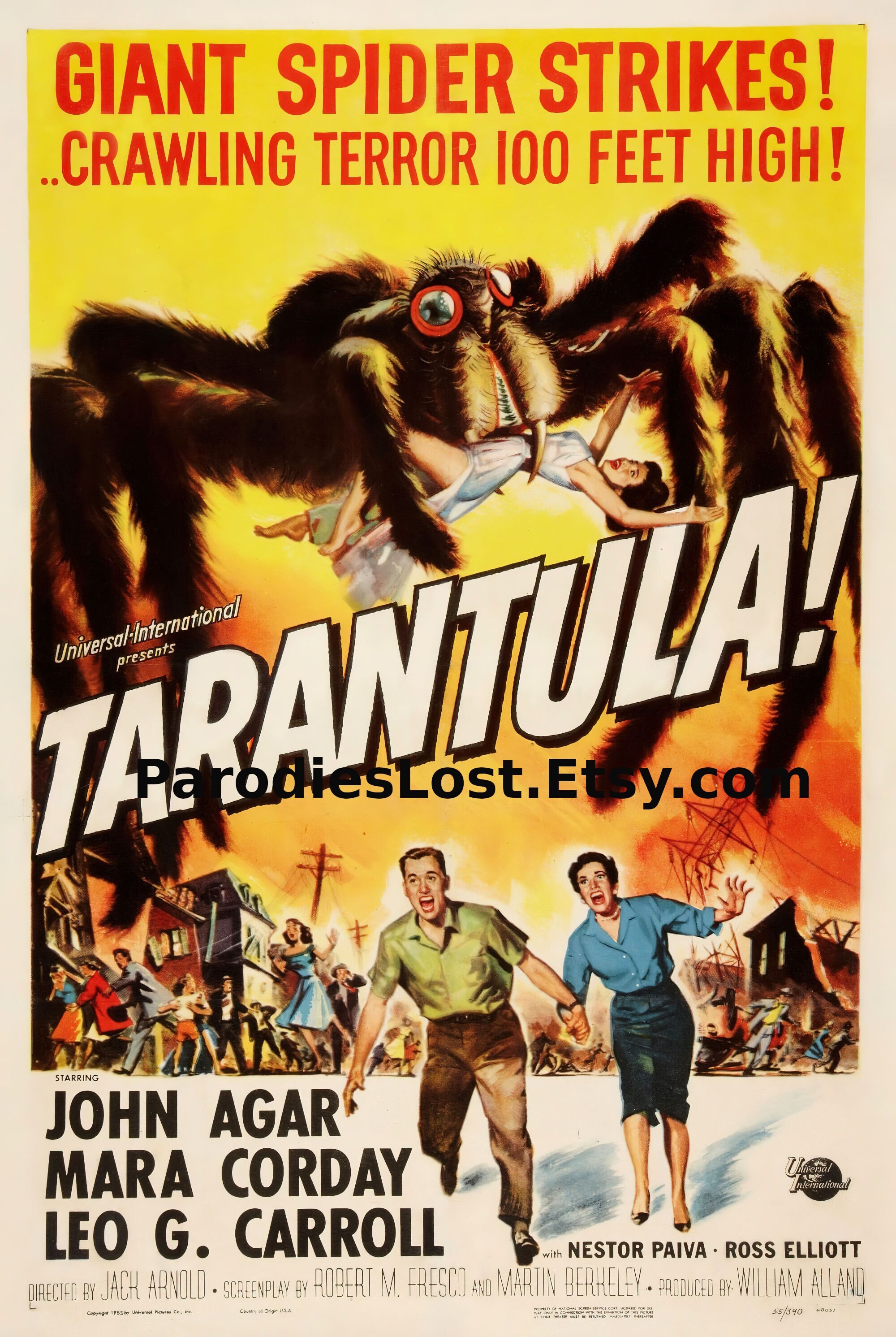 TARANTULA filmposter print 1955 B film monster horror GIANT SPIDER insect  dier natuur aanval John Agar - Etsy België, image size:2000x2983