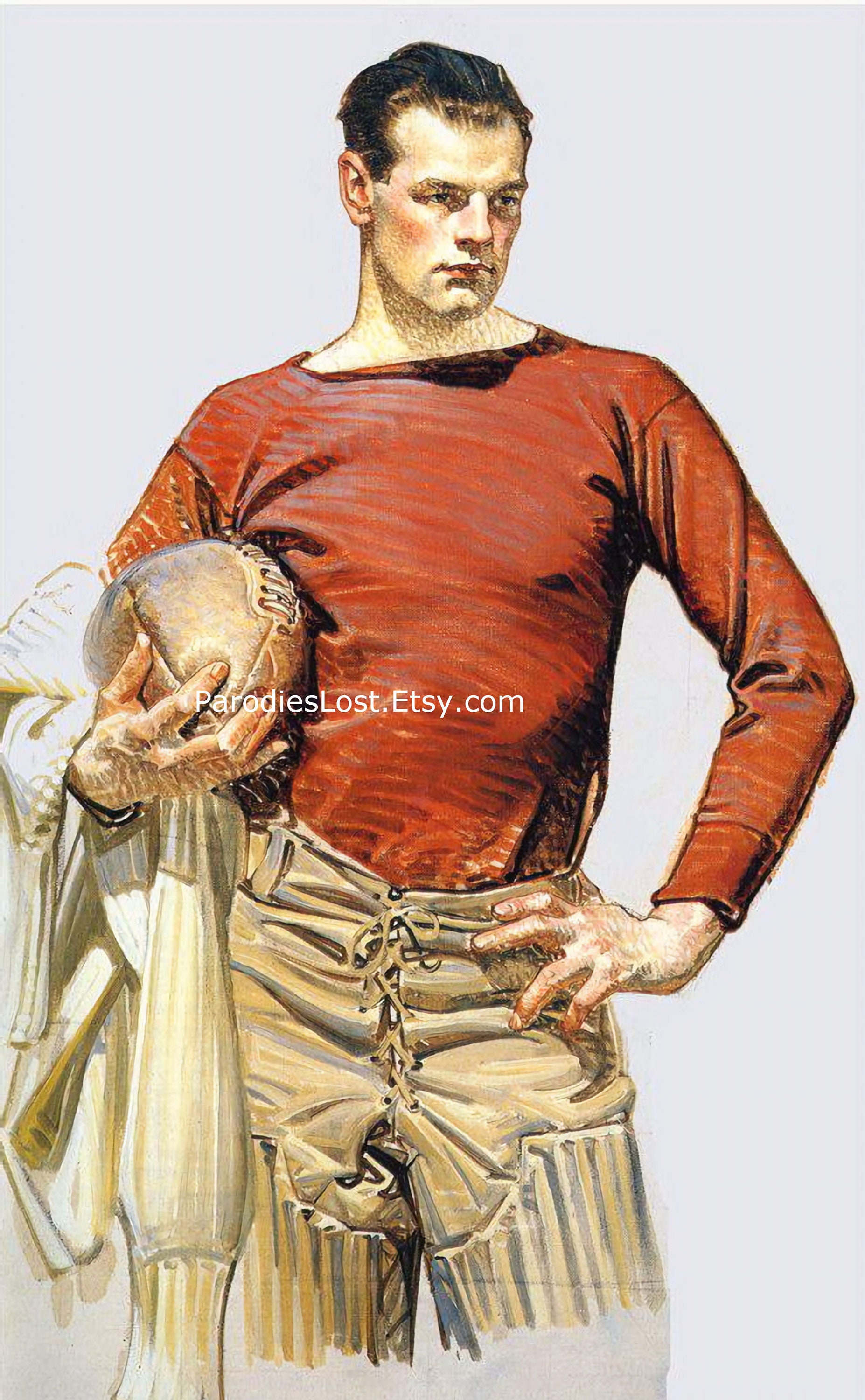 SEXY FOOTBALL PLAYER 1913 University Sports J.C. Leyendecker
