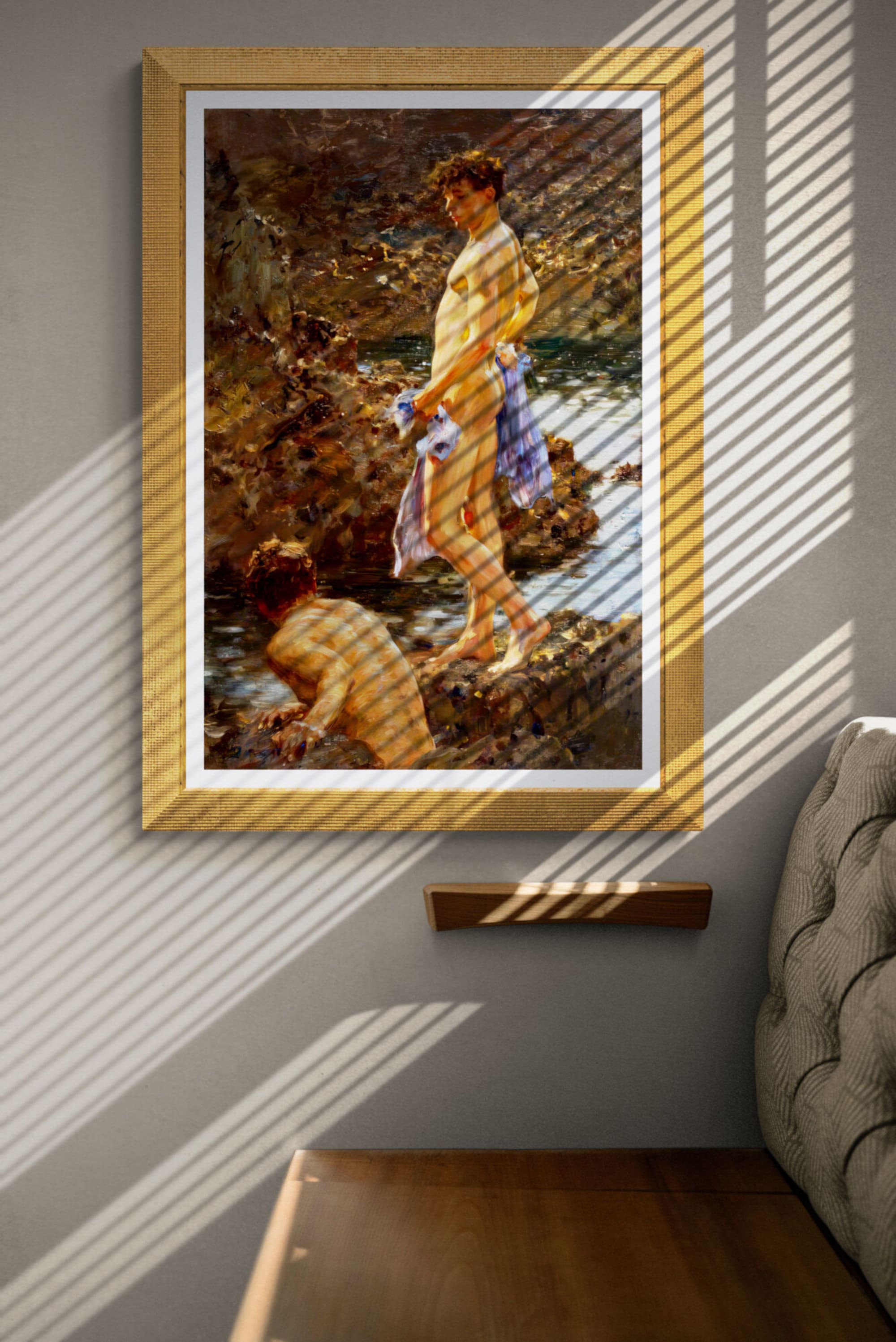 MALE NUDE BATHING Couple Henry Scott Tuke Print Naked Men Males Oil