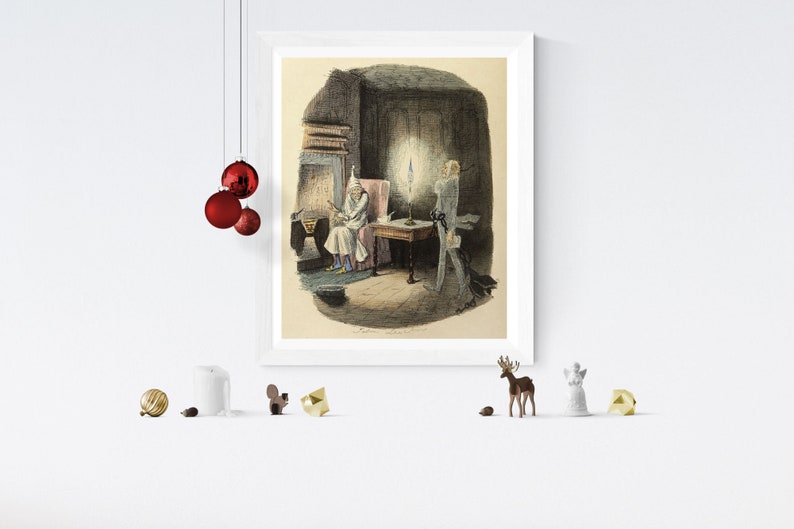 Charles DICKENS Christmas Carol SCROOGE Marley's Ghost Illustration Victorian England Print Art image 3