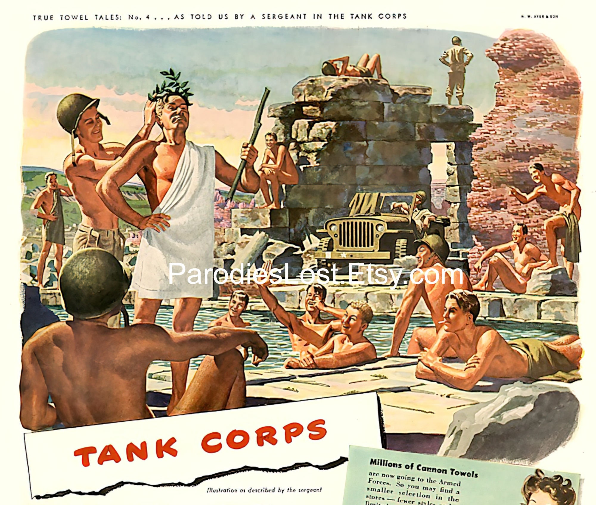 SOLDIERS SWIMMING NUDE World War 2 Cannon Towels Shower Bath - Etsy UK