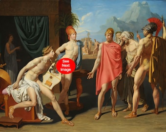 GREEK NUDE MEN Classical Nudity Jean Auguste Dominique Ingres Print Naked Male Gay Interest Oil Painting Realism Achilles Art Mature