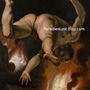 FALL of IXION Cornelis van Haarlem GREEK Gods Mythology Zeus Uranus Nudity Naked Man Gay Interest Oil Painting Art