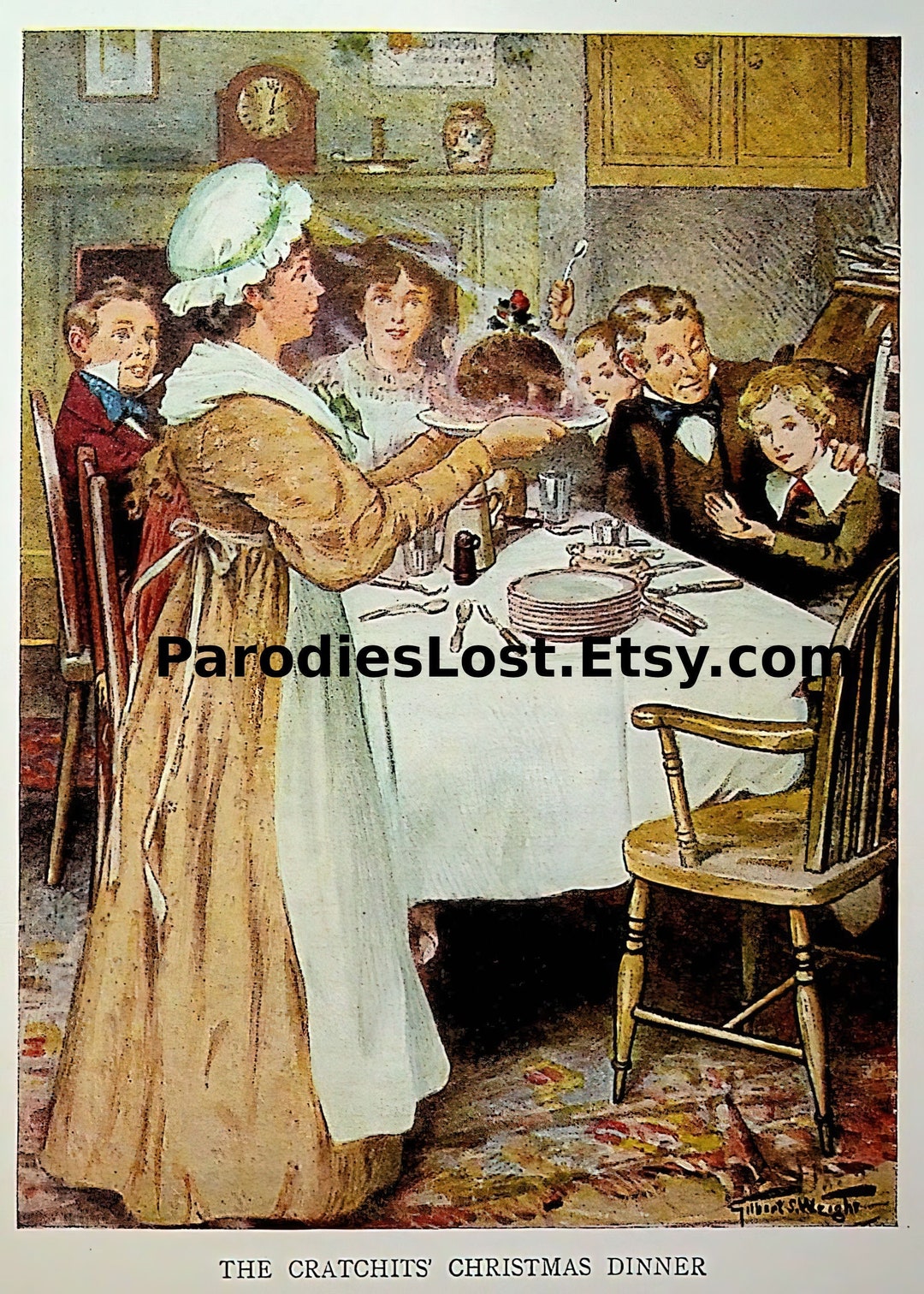 Charles DICKENS Bob Cratchit Family Dinner CHRISTMAS CAROL Tiny Tim