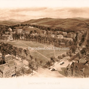 DARTMOUTH COLLEGE CAMPUS Vintage Print 1906 Wohnheim Frat Nostalgie Reproduktion Photogravure Universitätsleben Sepia