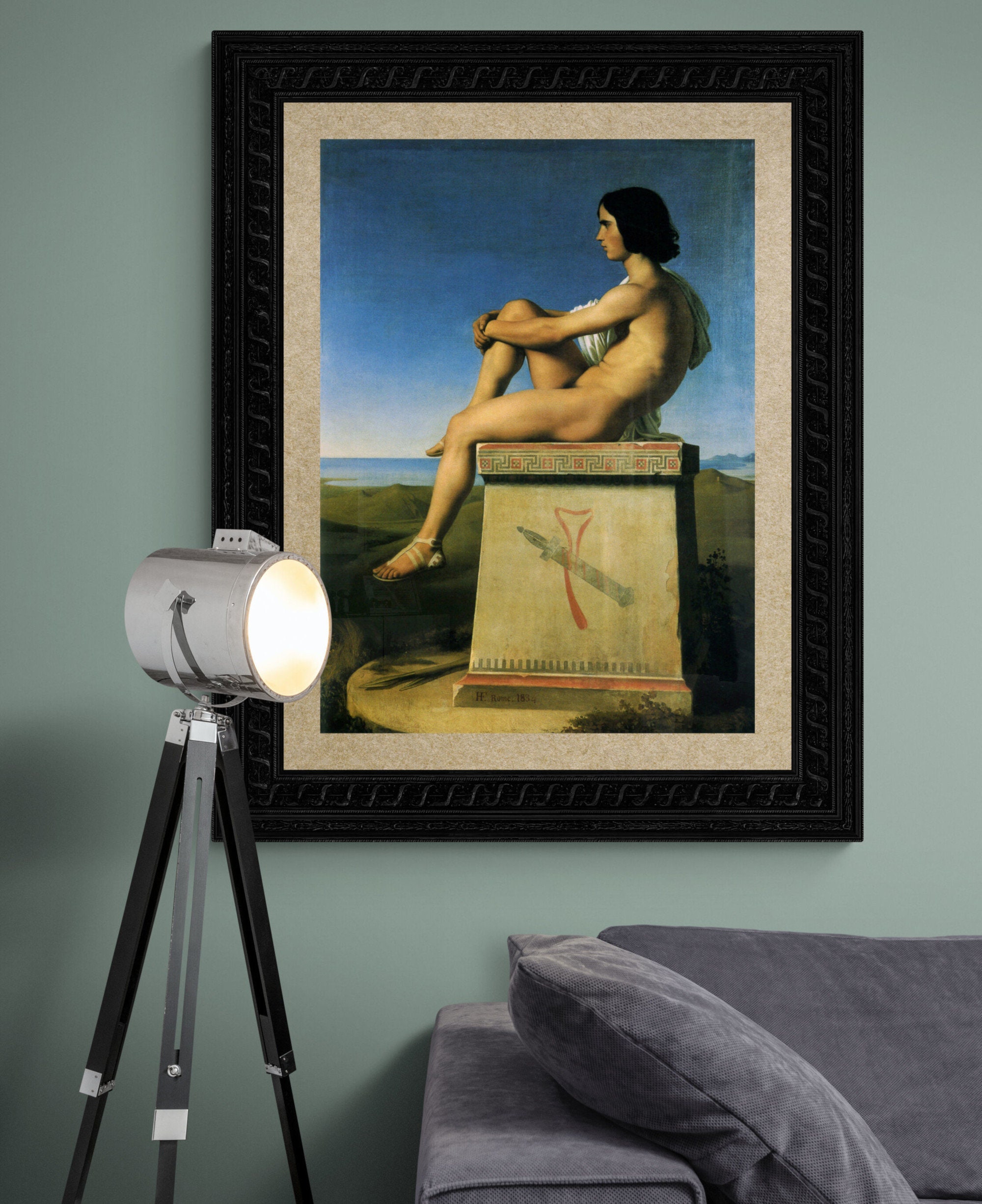 STRIKING MALE NUDE Jean-hippolyte Flandrin Print Myth Dream