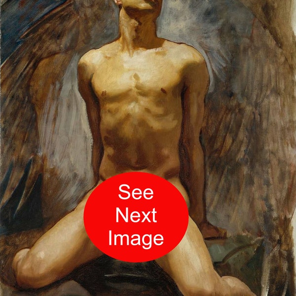 NUDE MALE John Singer Sargent Print Oil Painting Thomas McKeller African American Model Gay Interest Naked Man Nudity Art Mature