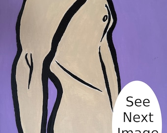 MUSCULAR OTTER at Attention Original Acrylic Pop Art Painting on Canvas Panel 11x14" Nude Naked Gay Interest Art Mature