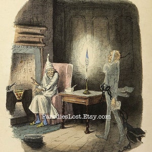 Charles DICKENS Christmas Carol SCROOGE Marley's Ghost Illustration Victorian England Print Art image 1