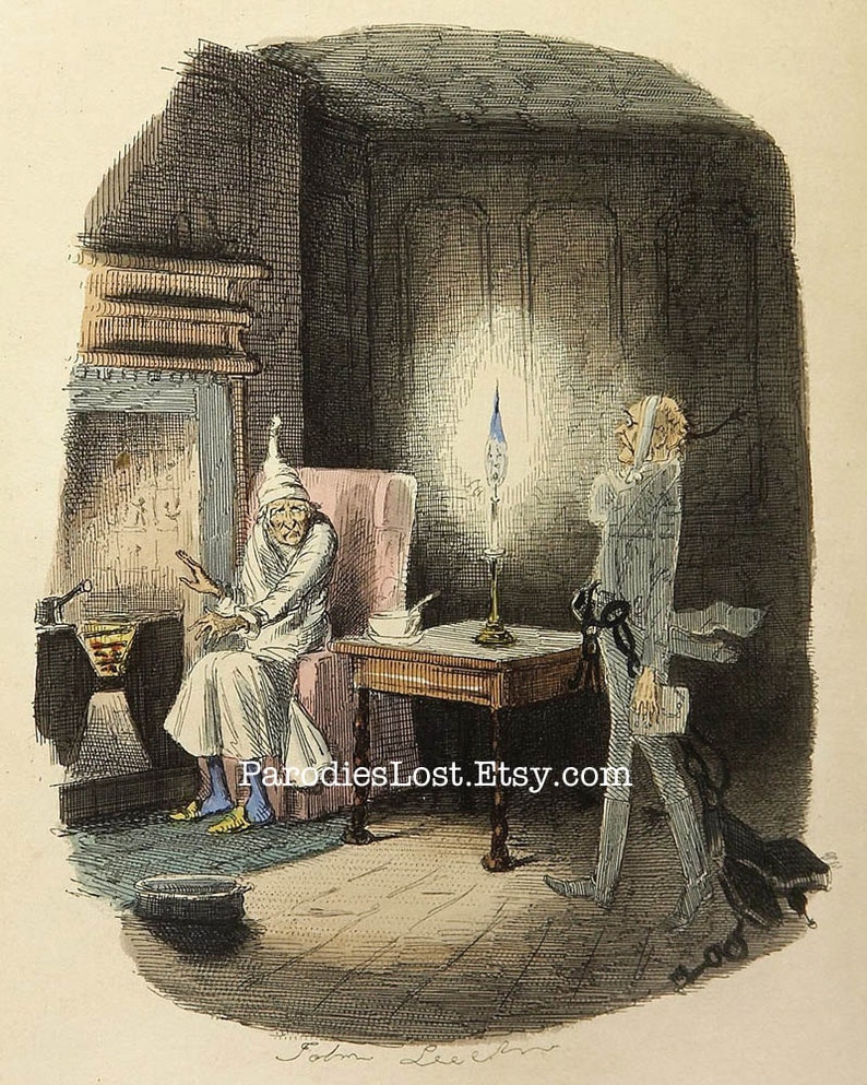 Charles DICKENS Christmas Carol SCROOGE Marley's Ghost Illustration Victorian England Print Art image 1