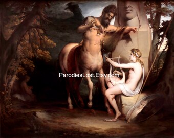 NUDE MALE ACHILLES Centaur Chiron James Barry Greek Mythology Nudity Naked Man Gay Interest Oil Irish Painting Art Mature