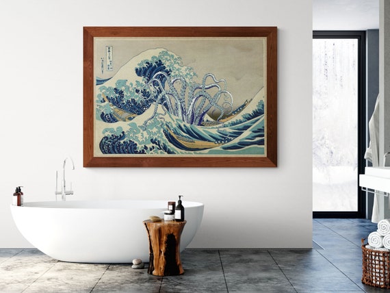 TENTACLES Print HOKUSAI Great WAVE off Kanagawa Cthulhu Squid