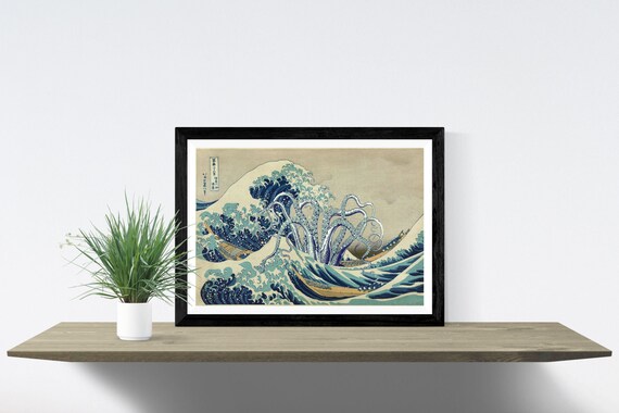 TENTACLES Print HOKUSAI Great WAVE off Kanagawa Cthulhu Squid