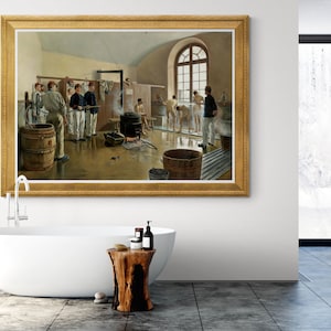 NUDE MEN SHOWERING Bathing Nudity Eugène Chaperon Print Naked Male Gay