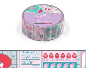 Washi tape:  STRAWBERRY SAMPLER (3/5" wide) w/aurora-foil accents by World Craft. From the Glitter Masking Tape series