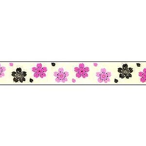 Washi tape: CHERRY BLOSSOM 3/4&quot; w/gold foil by Okuyama Japan journal planner scrapbook stationery flower shapes in pink 8-ft length