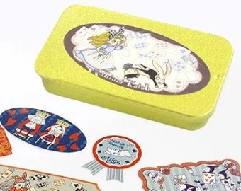 ALICE Petite Tin of Stickers: Fantasy Forever (30 pcs) 2024 by Shinzi Katoh Japan journal scrapbook small metal box Alice in Wonderland