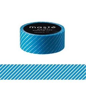 Bold Blue Stripe 3/5" washi tape Maste Japan journal planner masking scrapbook paper diary stationery blue stripes diagonal