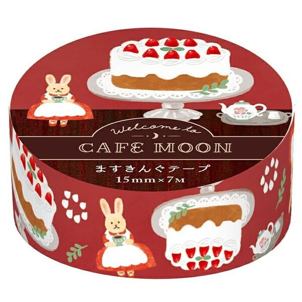 Cafe Moon Cakes 3/5" washi roll by Furukawashiko Japan planner scrapbook rabbit baking teapot limited series