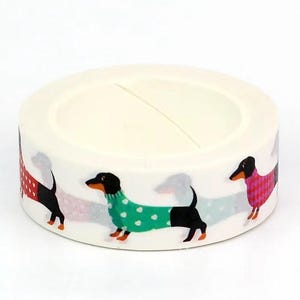 Washi tape: SWEATER DACHSHUND (3/5&quot; wide). Colorful washi for doxie lovers