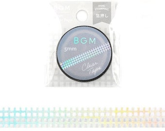 Holographic Checker CLEAR THIN 1/5" deco tape w/foil stamping BGM planner scrapbook art journal diary color-changing pattern (not washi)