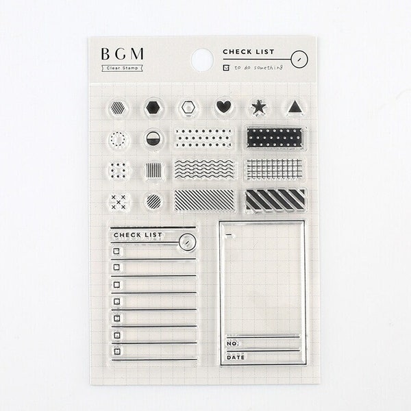 Checklist & symbols clear stamp set (20 ct) poly resin BGM journal planner scrapbook diary stationery note pad symbols to-do designs