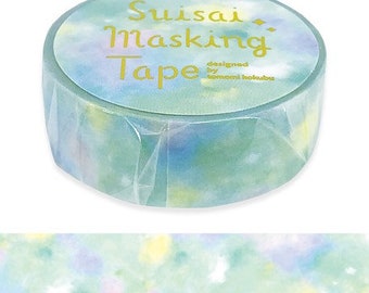 Watercolor in green 3/5" washi roll World Craft Japan dreamy pastels for journal planner decorative masking scrapbook papercraft peace