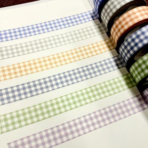 Washi tape: GINGHAM VOL 2 (3/5&quot;) by Papier Platz Japan.  Choose from 6 soft colors
