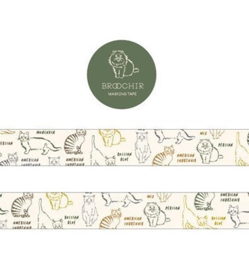 Cat Breeds washi tape 35 Green Flash journal calendar bujo colorful scrapbook stationery washi tape cats variety washi tape persian