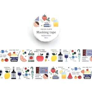 Washi tape: ERIC SMALL THINGS Fruit & Drink (3/4" wide) w/gold foil by Eric x Papier Platz Japan
