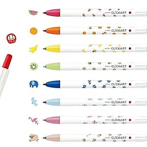 Marker pen: ZEBRA CLICKART LTD Edition (select from 4 designs) retractable knock water-based 0.6 mm fine point felt tip daruma watermelon