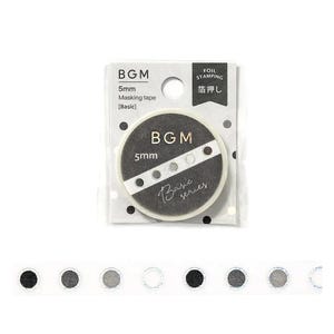 Washi tape: BASIC ROUND Thin (1/5" wide) w/aurora-foil accents.  Part of BGM Life series