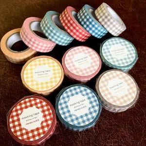 Washi tape: GINGHAM VOL 1 (3/5&quot;) by Papier Platz Japan.  Choose from 6 fresh colors