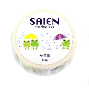 Washi tape: FROGGY RAIN (3/5" wide) by Saien Japan