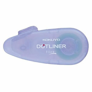 May include: A light purple KOKUYO DOTLINER flick adhesive tape dispenser. The dispenser has a rounded shape with a small button on top and a green adhesive roll visible through the translucent plastic. The text "DOTLINER" is printed on the dispenser.
