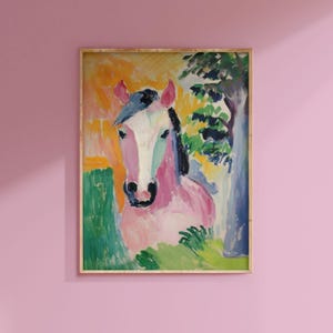Horse Portrait Art Print | Colorful Farmhouse Decor, Wall Art for Animal Lovers, Gift for Equestrian Enthusiasts, Nature-Inspired poster