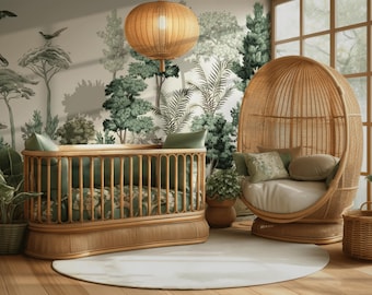 Neutral Woodland Wallpaper Mural – Soft Forest Design for Nursery, Playroom or Toddler Room