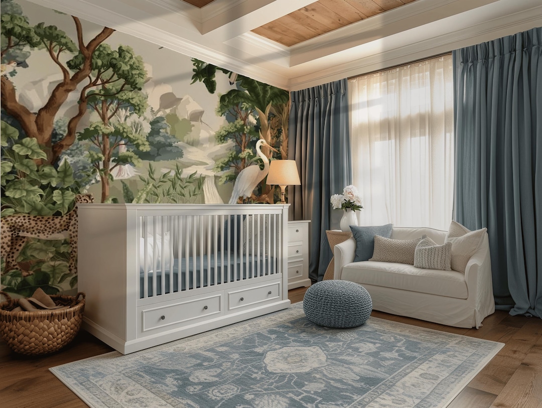 Jungle Animal Mural Wallpaper: Tiger Haven Safari Nursery Design - Etsy