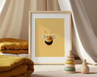Bumblebee Nursery Print – Playful Bee Kids Room Wall Art