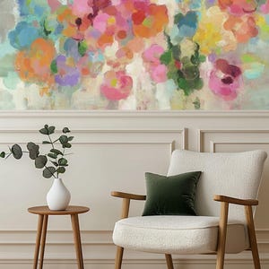 Abstract Floral Mural Wallpaper – Bright Watercolour Flower Design for Bedroom, Living Room or Nursery