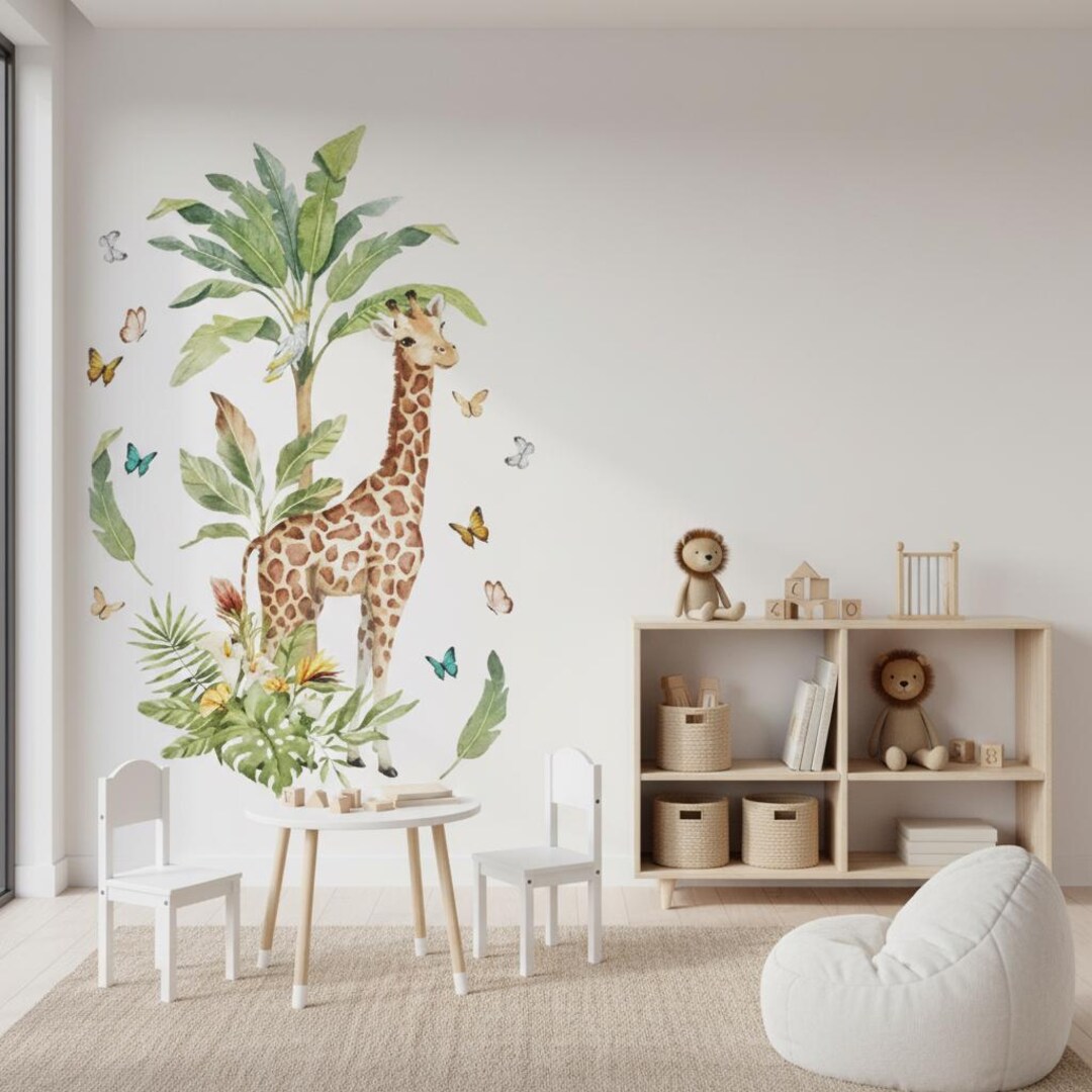 Giraffe Wall Decal for Nursery, Safari Animal Sticker, Neutral Jungle ...