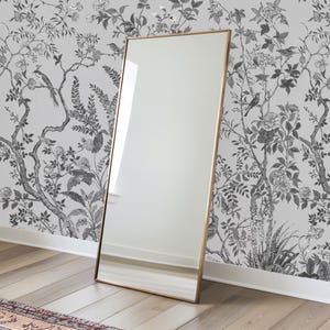 Monochrome Floral Birdscape Mural – Elegant Botanical Wall Art for Bedroom or Lounge