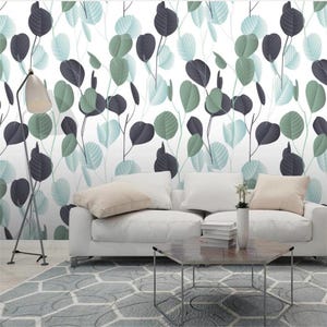 Tropical Green Leaves Mural Wallpaper – Lush Botanical Wall Art for Bedroom, Living Room, or Office